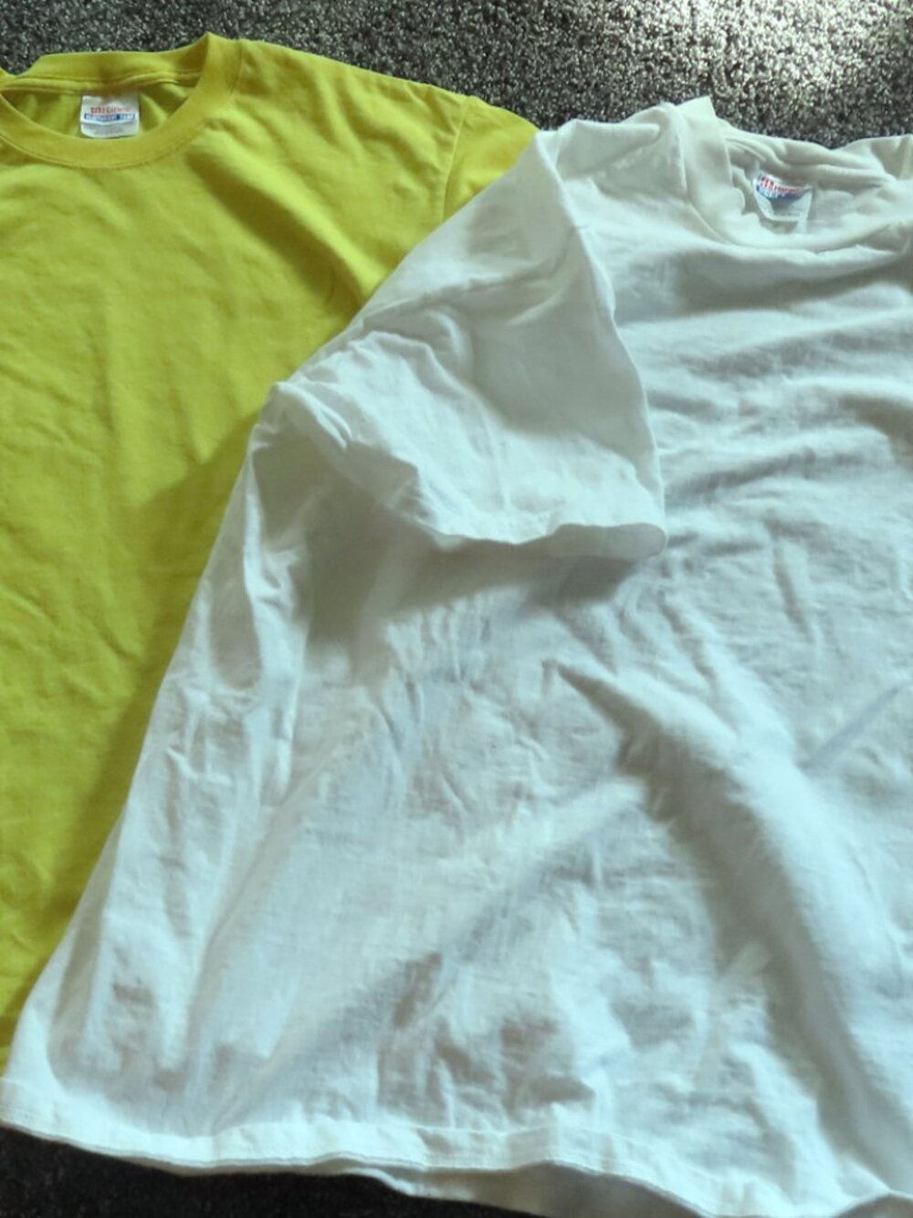Two Hanes heavyweight cotton short sleeved tee shirts